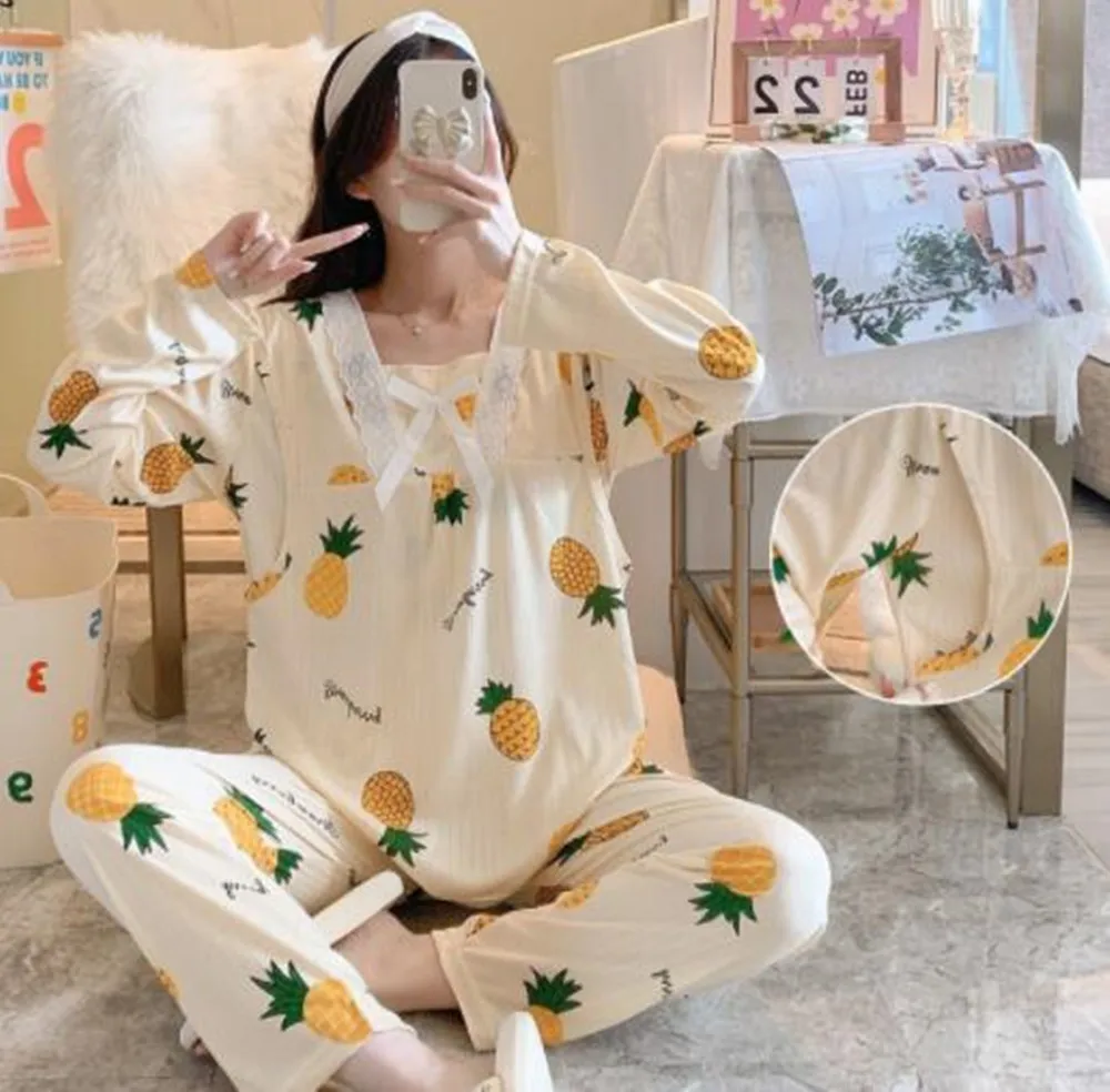 Maternity Nursing Pajamas for Women Breastfeeding Pregnant Women Nursing Pjs Set Top Pants Sleepwear Pregnancy Nightgown Clothes