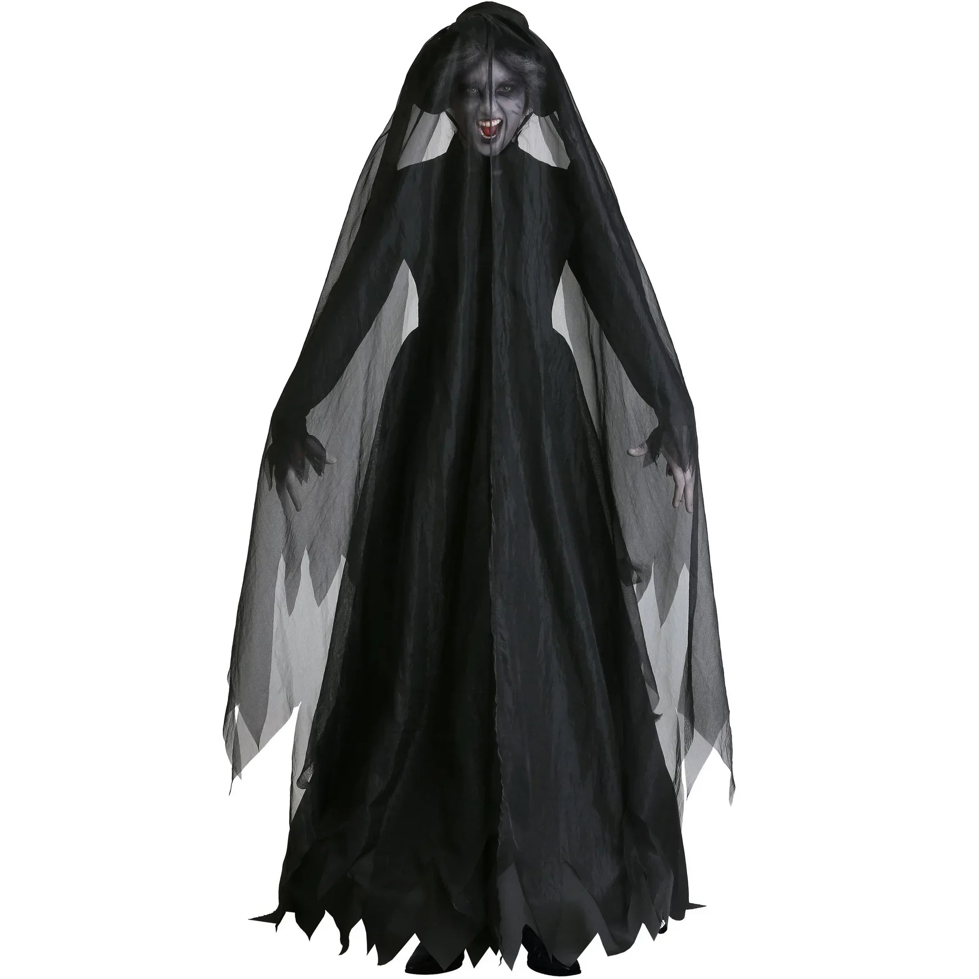 Disfraz de Halloween para mujer, disfraz de novia fantasma, monstruos, diablo aterrador, vestido elegante