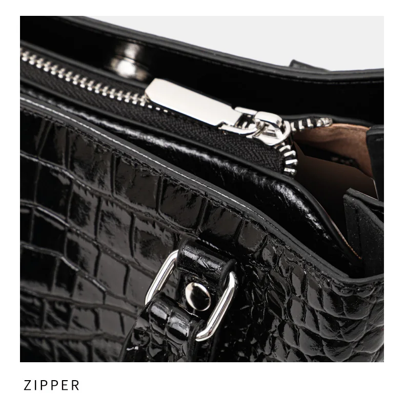 Aidani Echtleder Luxuriöse Handtasche mit Krokodilmuster für Damen, 2026 Neue Schwarze Hochwertige Große Tragetasche – Detail 14