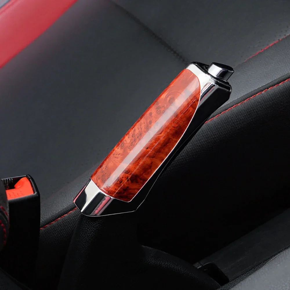 Car Handbrake Grip Protect Cover Styling Wooden Carbon Fiber Decor High Quality ABS Smooth SUV Interior Accessory