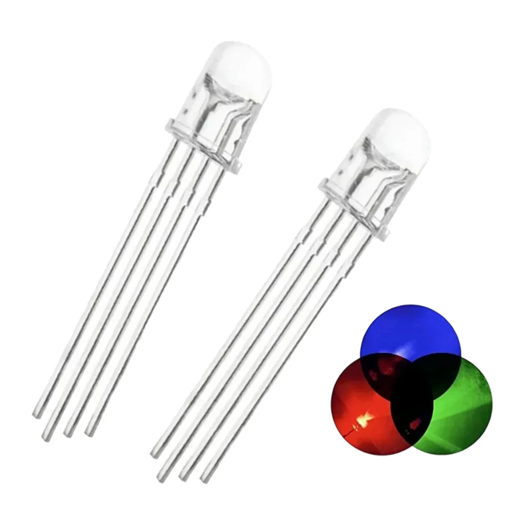 50PCS 5mm RGB LED Diode Red Green Blue Multicolor Common Anode/Cathode Light Emitting Diodes Kit DIY PCB Circuit Bulb