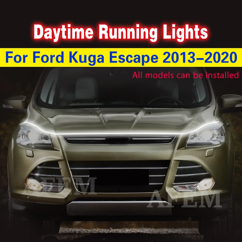 1pcs LED Daytime Running Light DRL daylight Fog Light For Ford Kuga Escape 2013~20 Car Flexible Decorative Atmosphere Lamps DRL