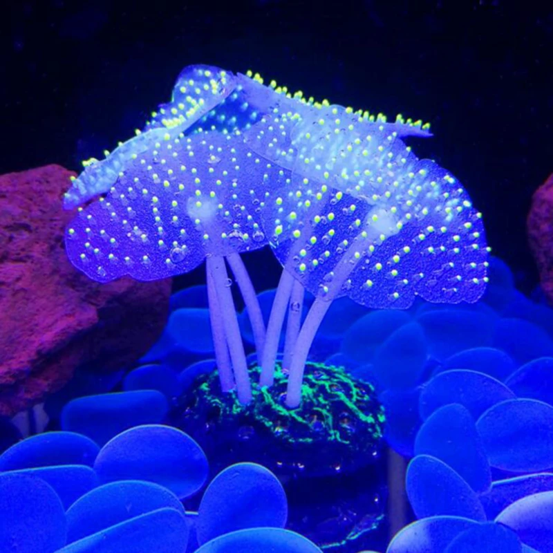 Fish Tank Simulation Decoration Luminous Silicone Underwater World Fluorescent Fake Coral Aquarium Scenery Colorful Sea Anemone