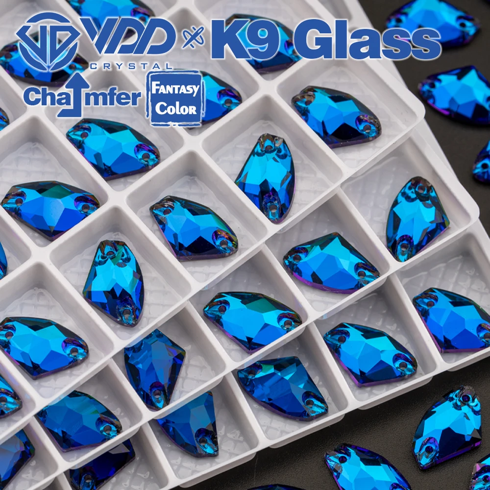 VDD Galactic 9x14mm 36Pcs Bermuda Blue Top Quality K9 Glass Sew On Rhinestones Sewing Crystal Flatback For Garment Accessories