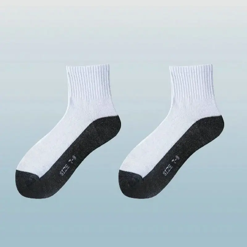 Chaussettes mi-tube en polyester-coton pour hommes, dépistolet ant et absorbant la transpiration, chaussettes de sport blanches, nouvelle mode, 5/10, 2024 paires