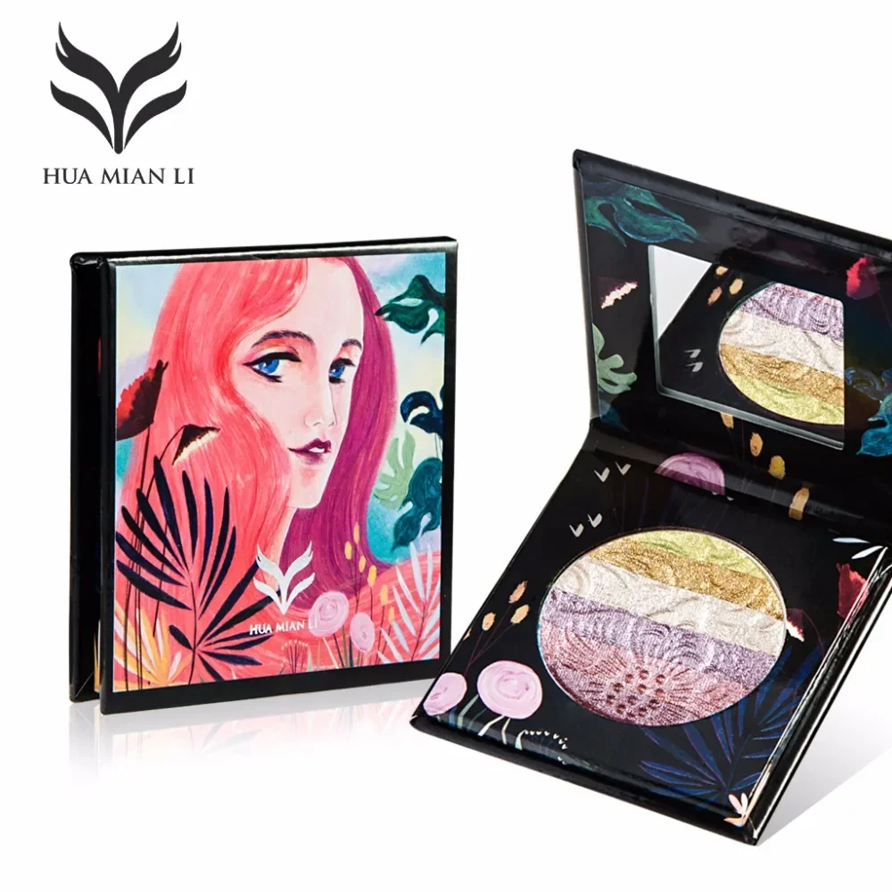 HUAMIANLI Woman Fashion Lasting Waterproof Qi Ni Cloud Rainbow 6 Color High Light Eye Shadow Blush More Powder for Be