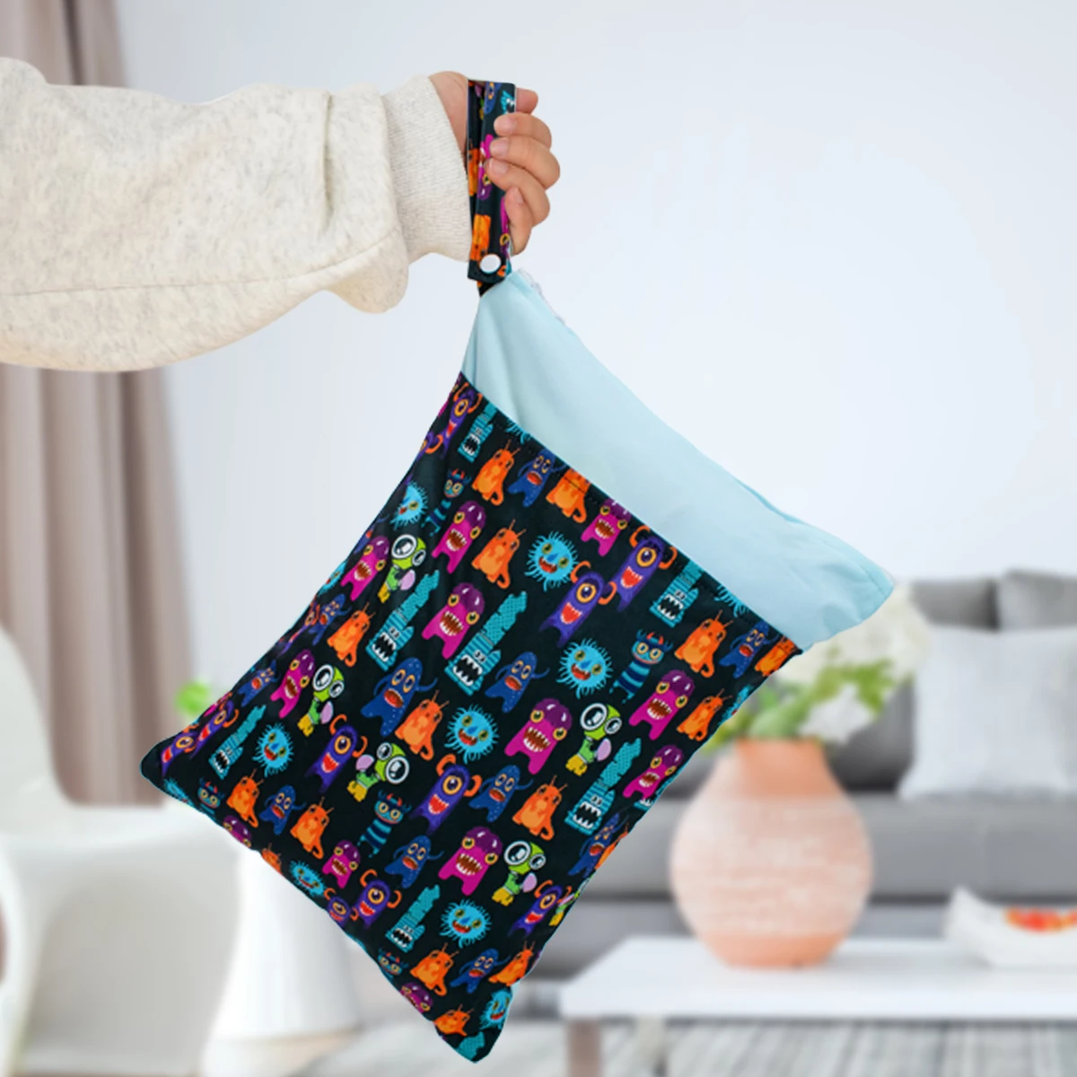 1pc Reusable Waterproof Wet Bag with Zipper, Washable Storage Pouch for Cloth Diapers Baby Items Swimwear Travel and Daily Use