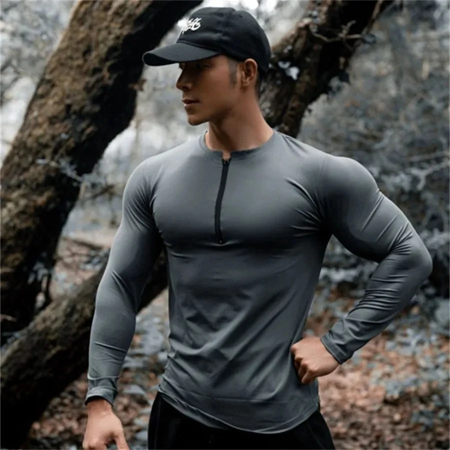 Men\'s Quick Drying Running Long sleeve T-shirt Sport Gym Tight Fitting T-shirt Training T shirts Fitness Top Oversized Clothing