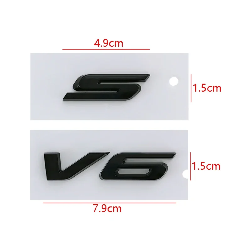 ABS Car Side Emblem Rear Trunk Badge Sticker V6 S Letters for Ford Fiesta Focus Mondeo Kuga Ranger Escort Taurus Explorer Fusion