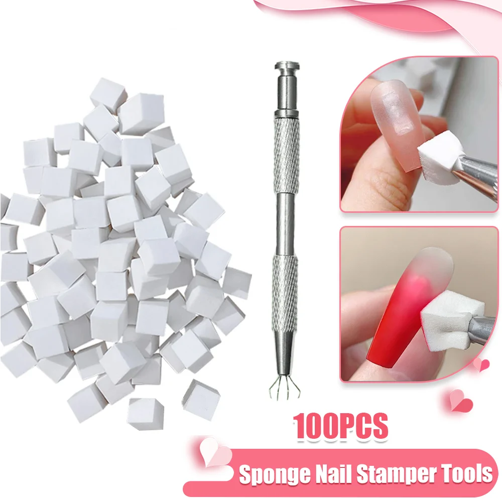 50PCS Sponge Gradient Nail Art Stamper Tools Gel Polish Color Gradient Brush Glitter Powder Dotting Pen For Manicure Accessories