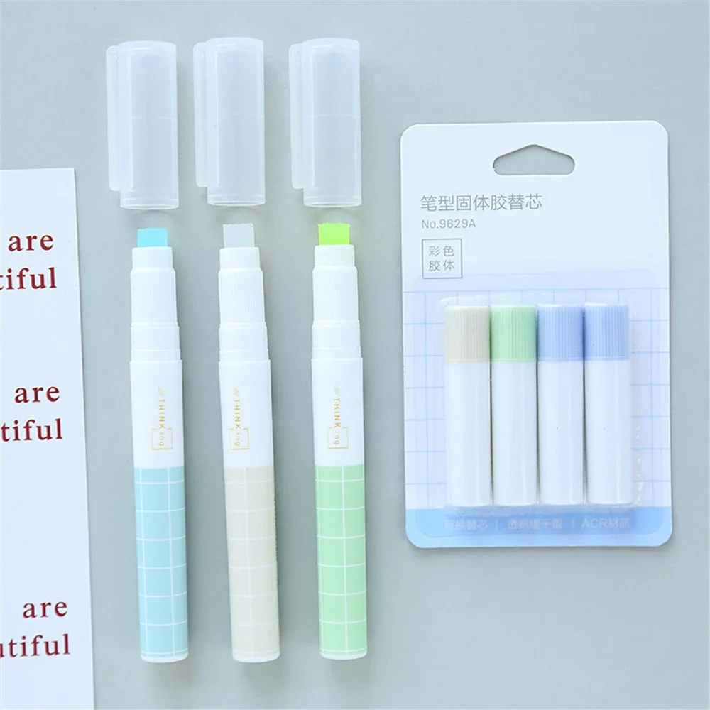 Kawaii Color Quick Drying Glue Stick Pen DIY Handmade Scrapbook Letter Seal Paper Pasting Tool Portable Stationery Supplies