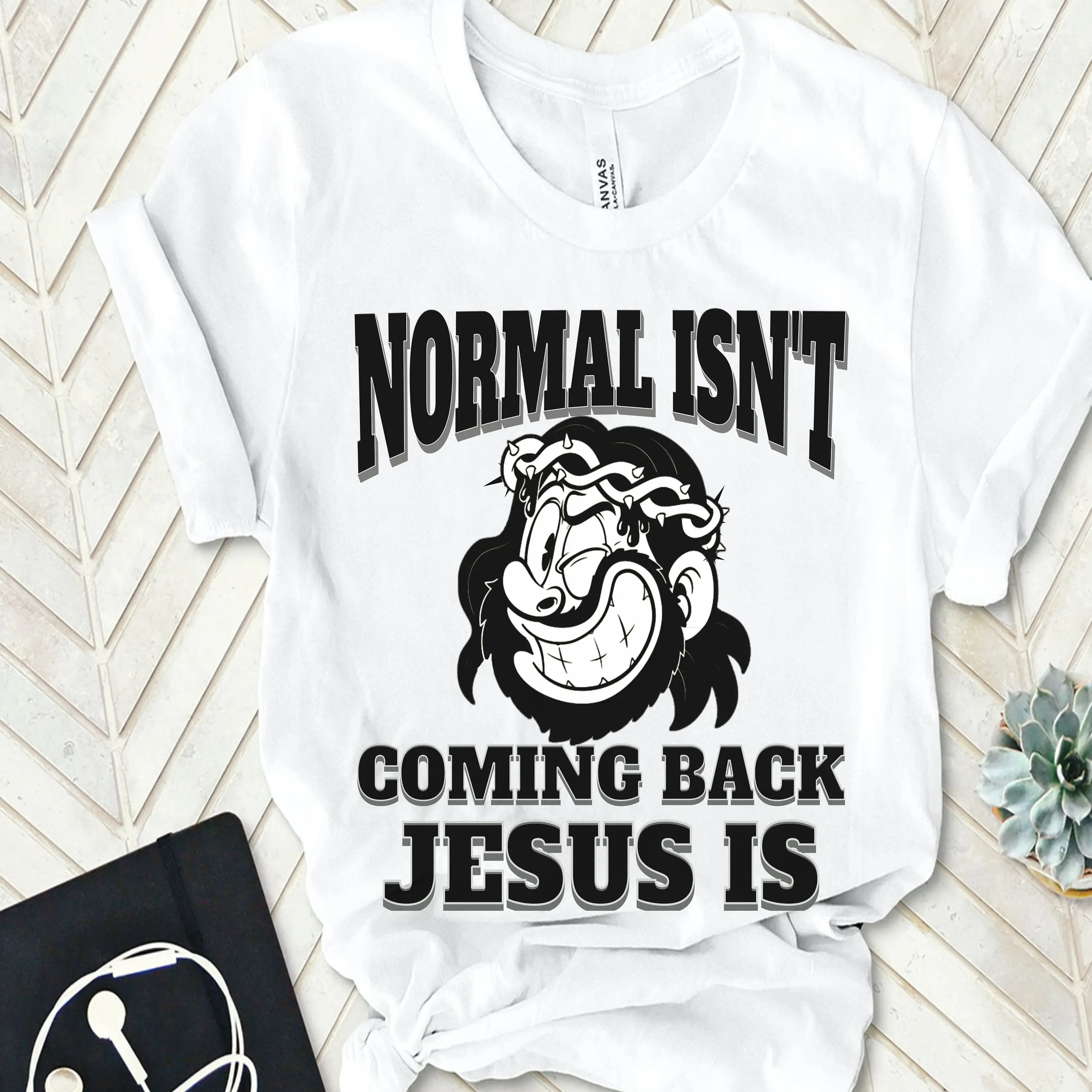 Normal isn't coming back Jesus is funny faith Christian Humour Christ's return Revelation 1 7 tees End times Bible