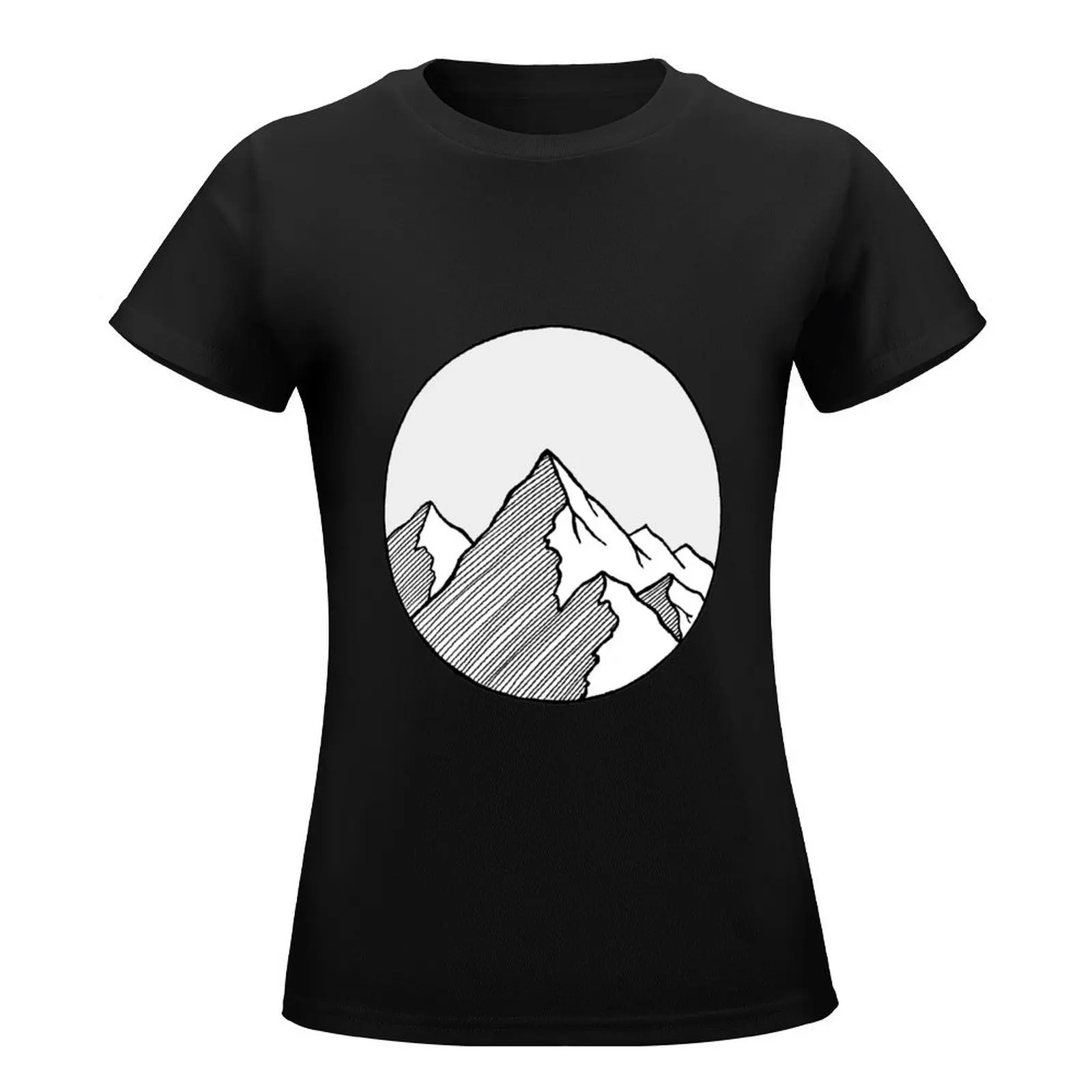 Mountains Sketch T-Shirt korean fashion plus size tops Female clothing funny cute t-shirts for Women