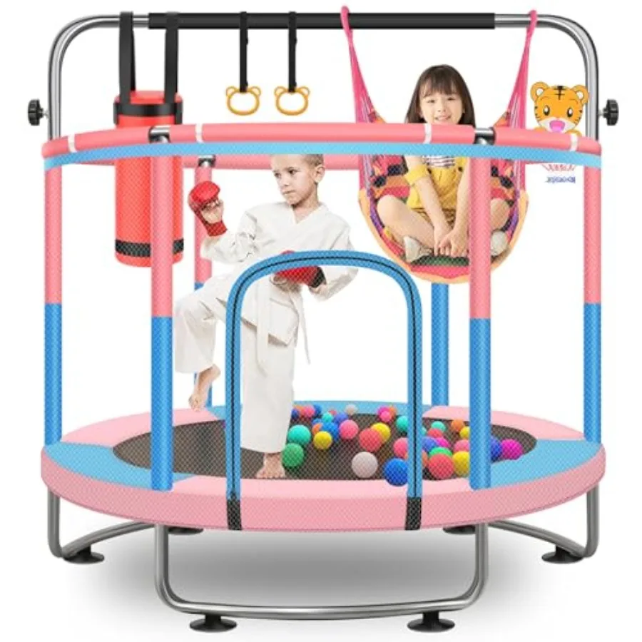 

60 Toddler Trampoline for 5FT Adjustable Trampoline Indoor Outdoor with Enclosure Net Mini Trampoline for 3-10 880lbs Capacity