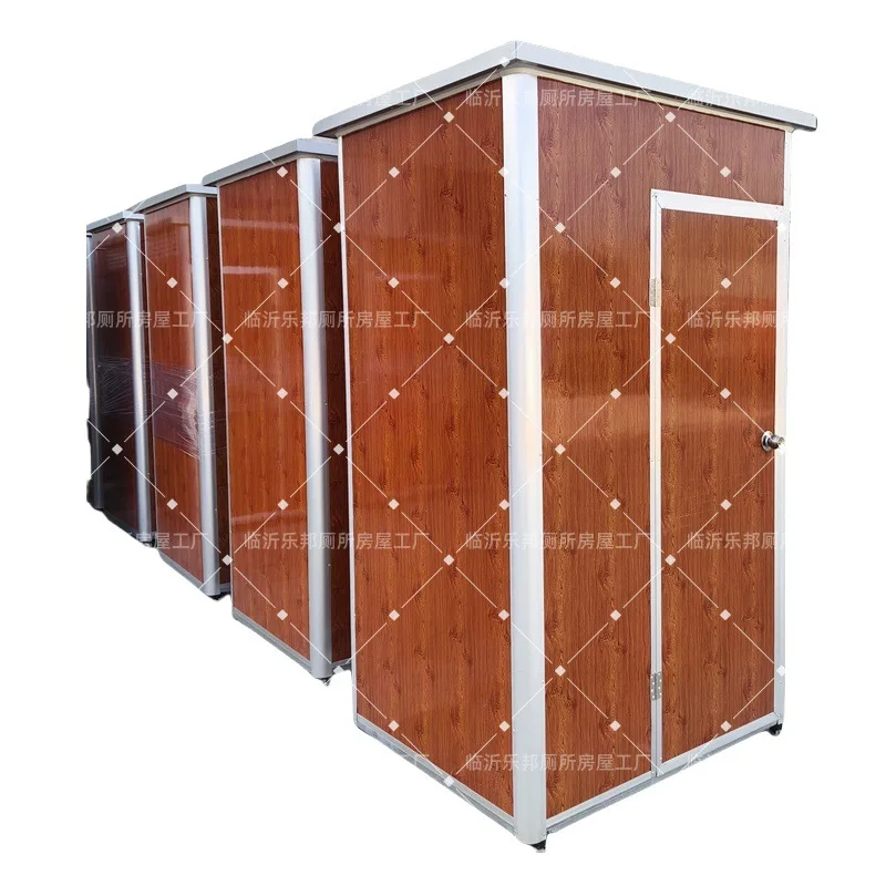 

DSA Linyi factory simple portable mobile shower room bathroom wood grain rural outdoor with toilet