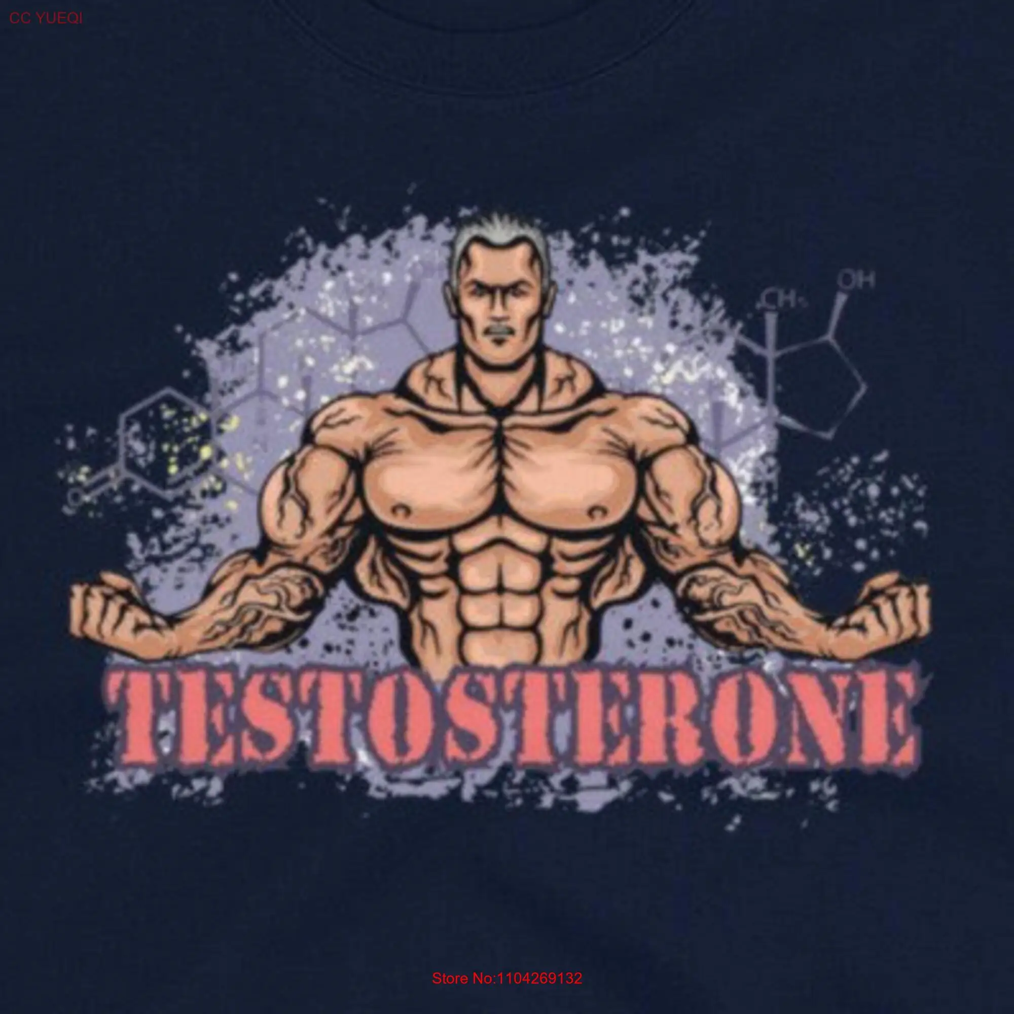 Testosterone Flexing Bodybuilder Workout T Shirt Athletic Fit Gym   long or short sleeves