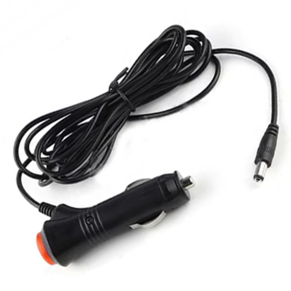 1Pcs Automotive Cigarette Lighter Plug Converter with Fuse and Switch Red LED Light 1.5M Extended Spring Cable DC5521 Connector