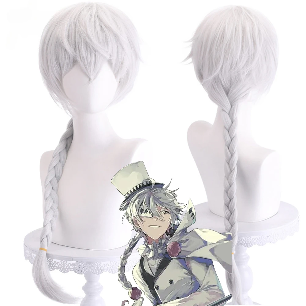 

Anime Bungo Stray Dogs Nikolai Gogol Cosplay Wigs Synthetic Long Silver White Straight Braid Hair Wig for Daily Party