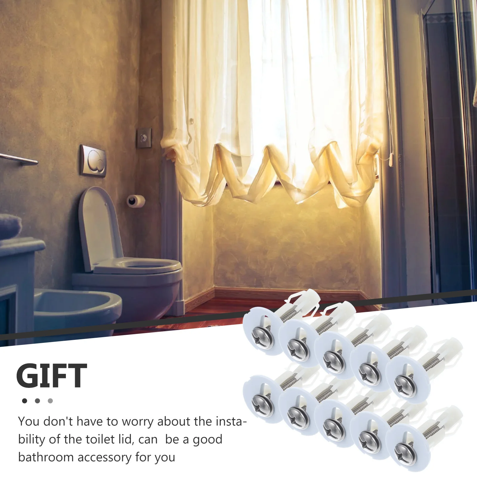 

10pcs Expansion Screw Toilet Seat Lid Fixing Bolts Stainless Steel Nylon POM Universal Repair Kit Replacement Parts