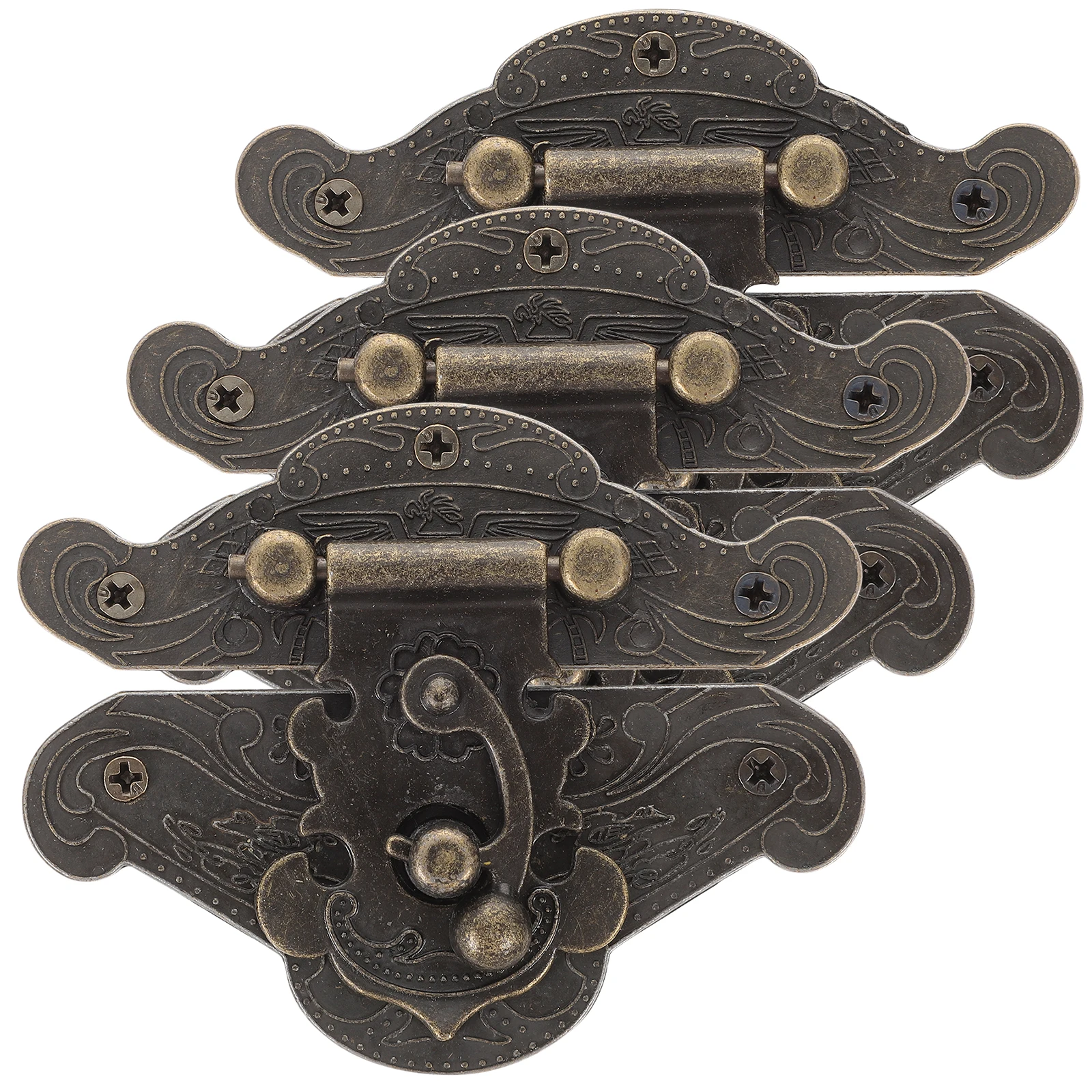 

3 Pcs Zinc Alloy Box Latches Retro Decorative Hardware Accessories for Wooden Drawers Cabinets Hasp Clasp Lock Small Size