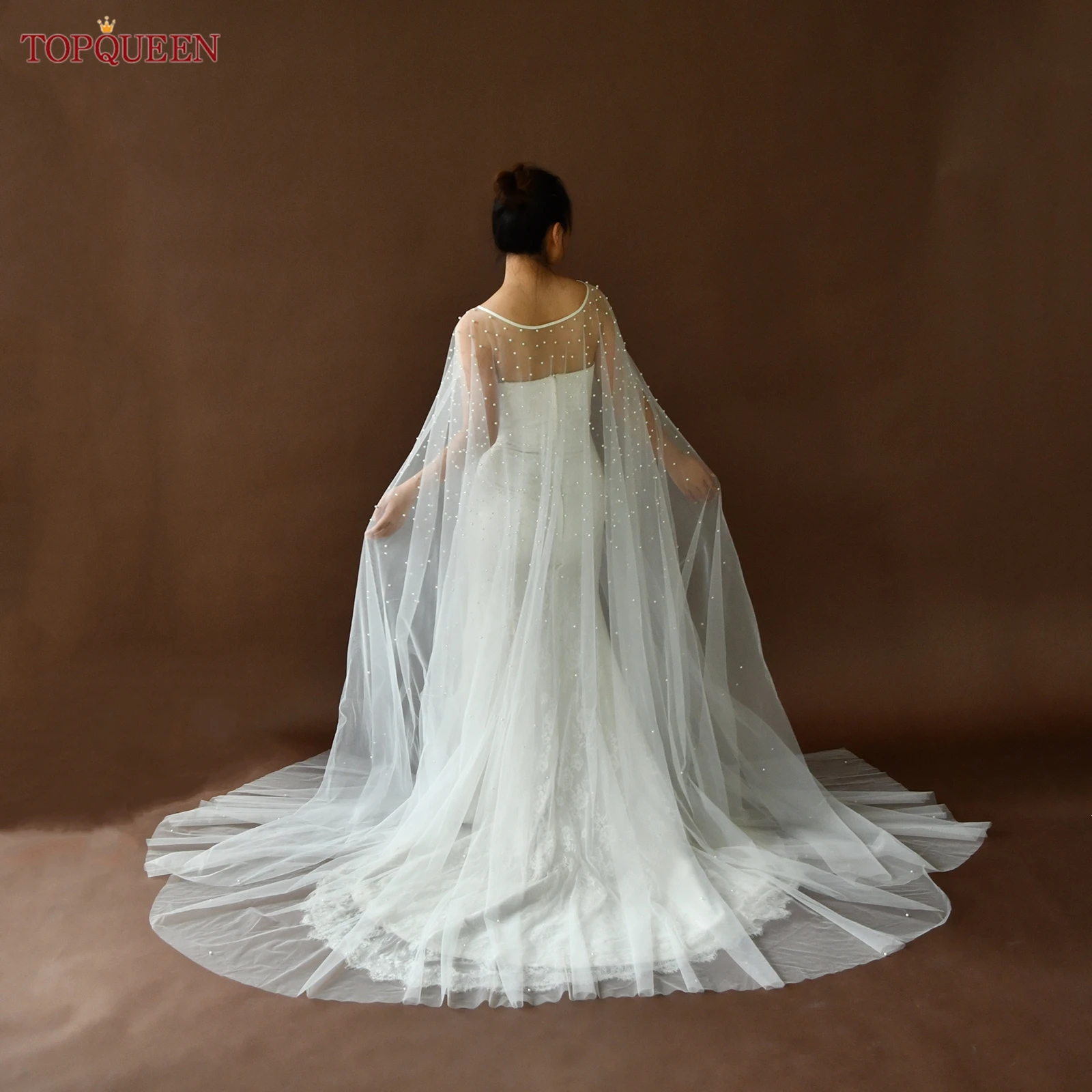 

TOPQUEEN Vg17 Новое поступление женская жемчужная накидка свадебная шаль церковная свадебная шаль топ из бисера свадебные накидки аксессуары настраиваемые
