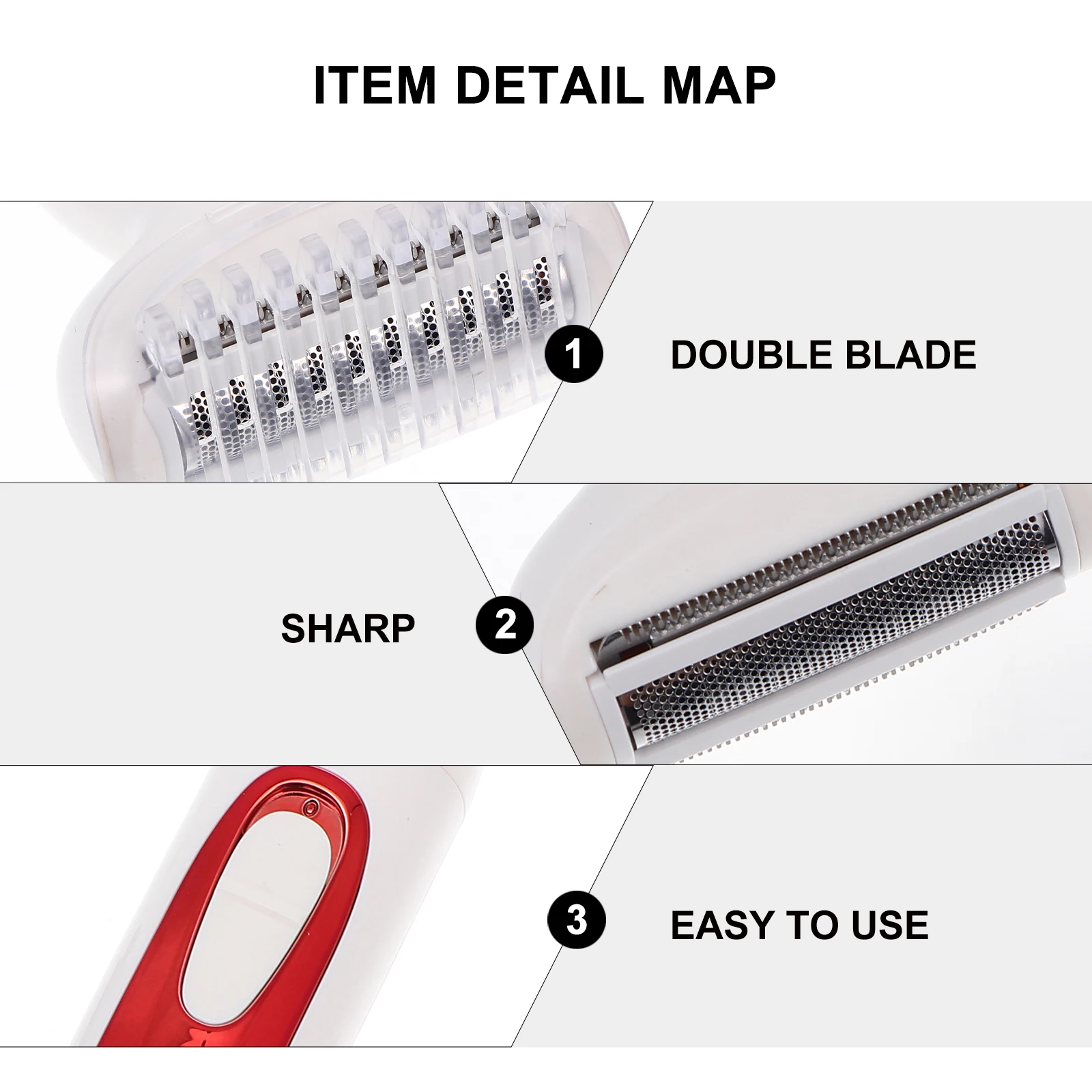 

Electric Epilator Hair Removal Device Premium ABS Double Head Body Depilator Shaving Tool Fast Hair Eraser Lightweight Portable