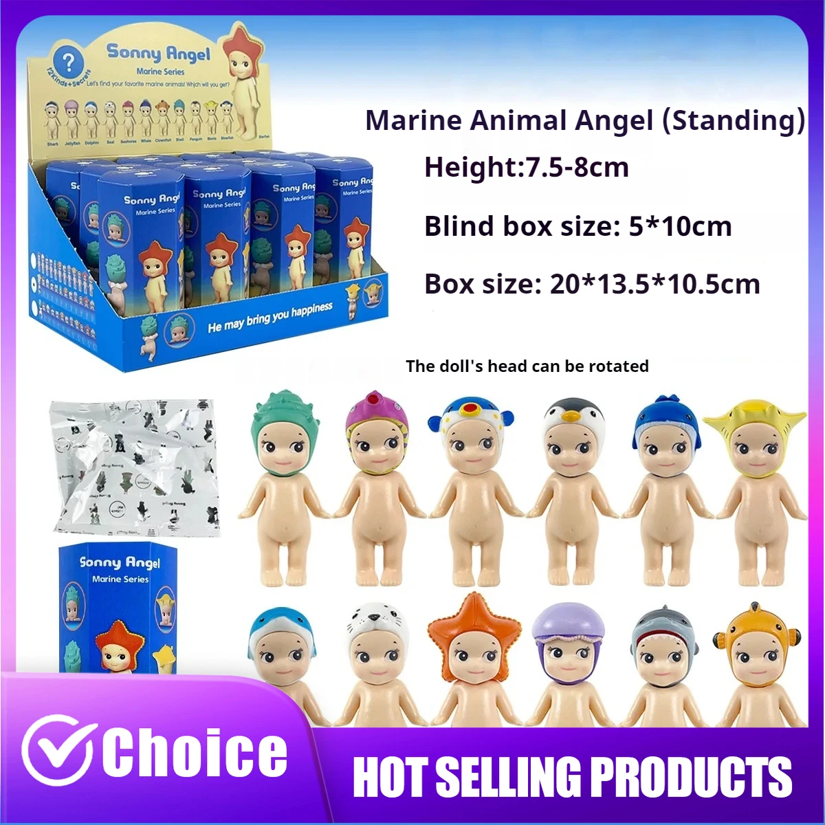 

Sonny Angel Blind Box Marine Series Standing Figure Anime Doll Cute Collectible Toy Surprise Gift for Fans Christmas Birthday