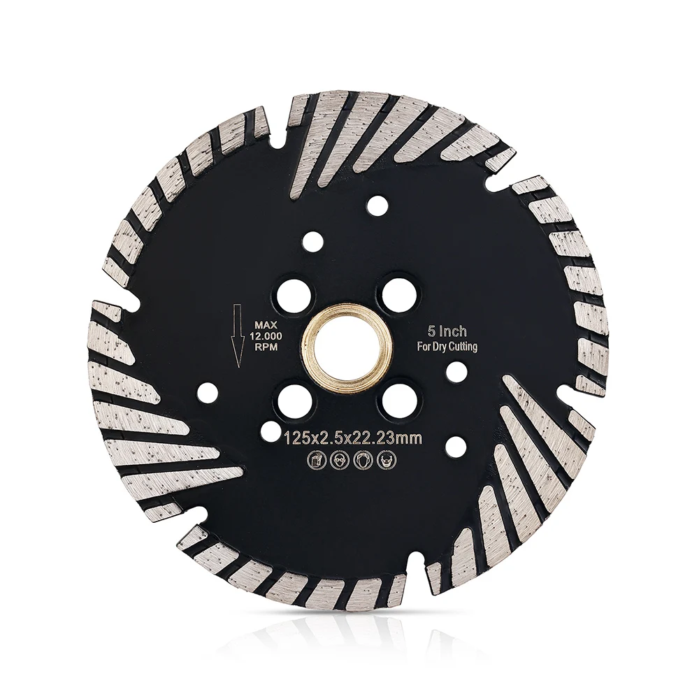 1pc 5 Polegada turbo triângulo diamante lâmina de serra para corte de granito corte profundo com disco de corte de proteção inclinada para alvenaria de mármore