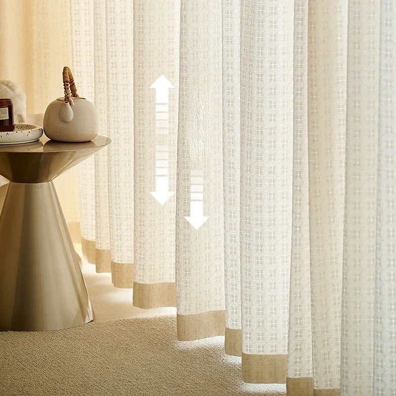 Japanese Simple curtains tulle for living room bedroom thickening cotton linen semi-blind Scandinavian Light Luxury Customized