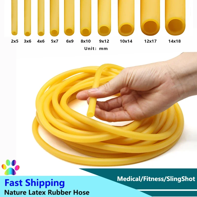 

1~10m Yellow Nature Latex Rubber Hoses ID 1.6~18mm Medical Speargun Band Slingshot Catapult Tube Rubber Hose Tension Belt