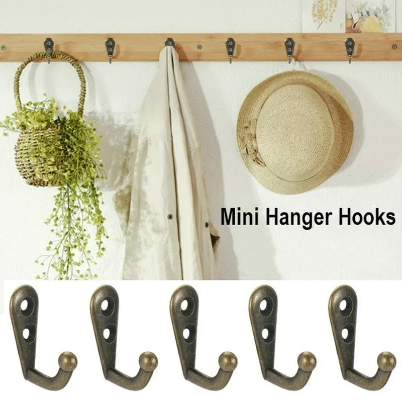 5pcs Single Prong Hook Mini Size Wall Mounted Retro Cloth Hanger for Coats Hats Towels Keys Clothes Door Hanger Home Decoration