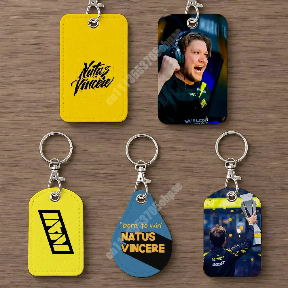 N-Natus Vincere-S N-Navi Born To Win Leather Keychain Card Holder for Airtag & ID Cards Business Bag Charm