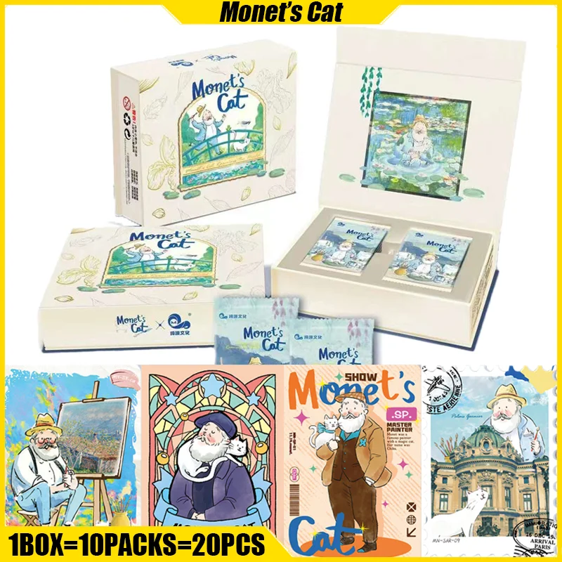 QIMAN Monet’s Cat Cards Roaming Through The World Anime Collection Cards Mistery Box Board Games Toys Birthday Gifts for Kids