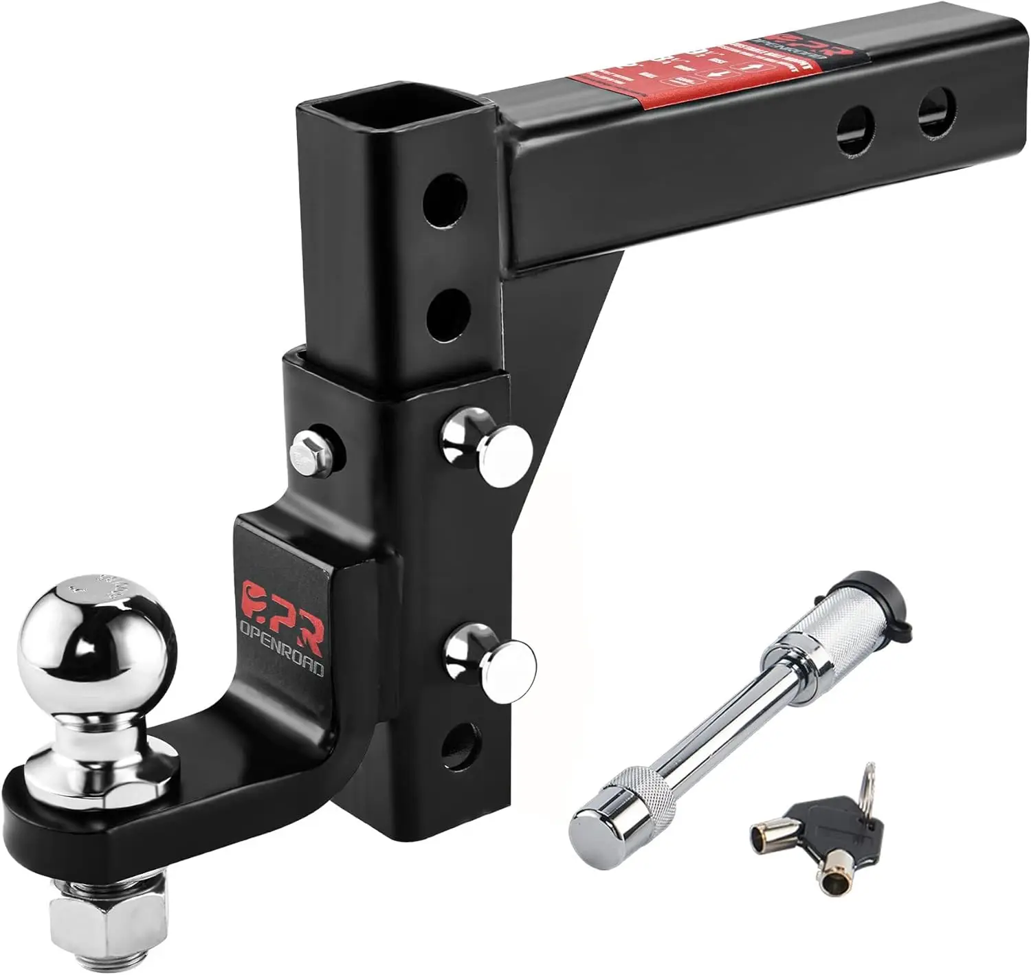 

Adjustable Trailer Hitch Ball Mount for 2-Inch Receiver, 7500lbs Capacity, Heavy Duty with Stainless Steel Pins