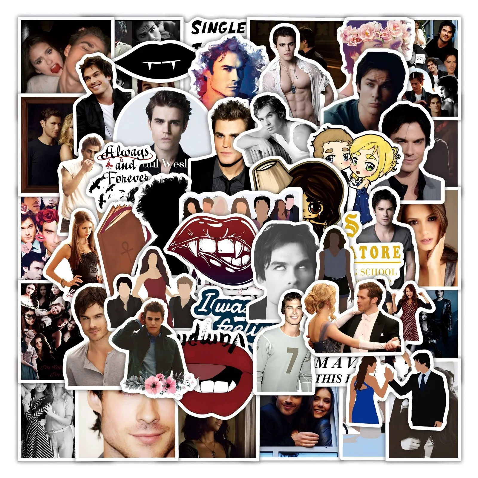 50PCS American TV Series The Vampire Diaries Graffiti Sticker Notebook Water Cup Waterproof Decorative Stickers