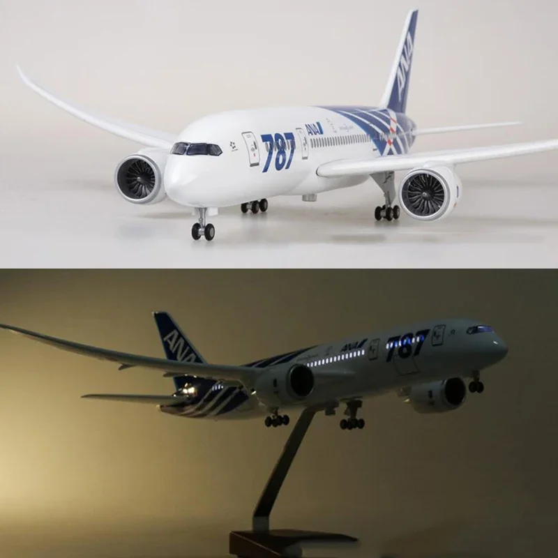 1/130 Scale 47cm Airplane 787 B787 Dreamliner Aircraft Japan ANA Airline Model W Light and Wheel Diecast Resin Plane