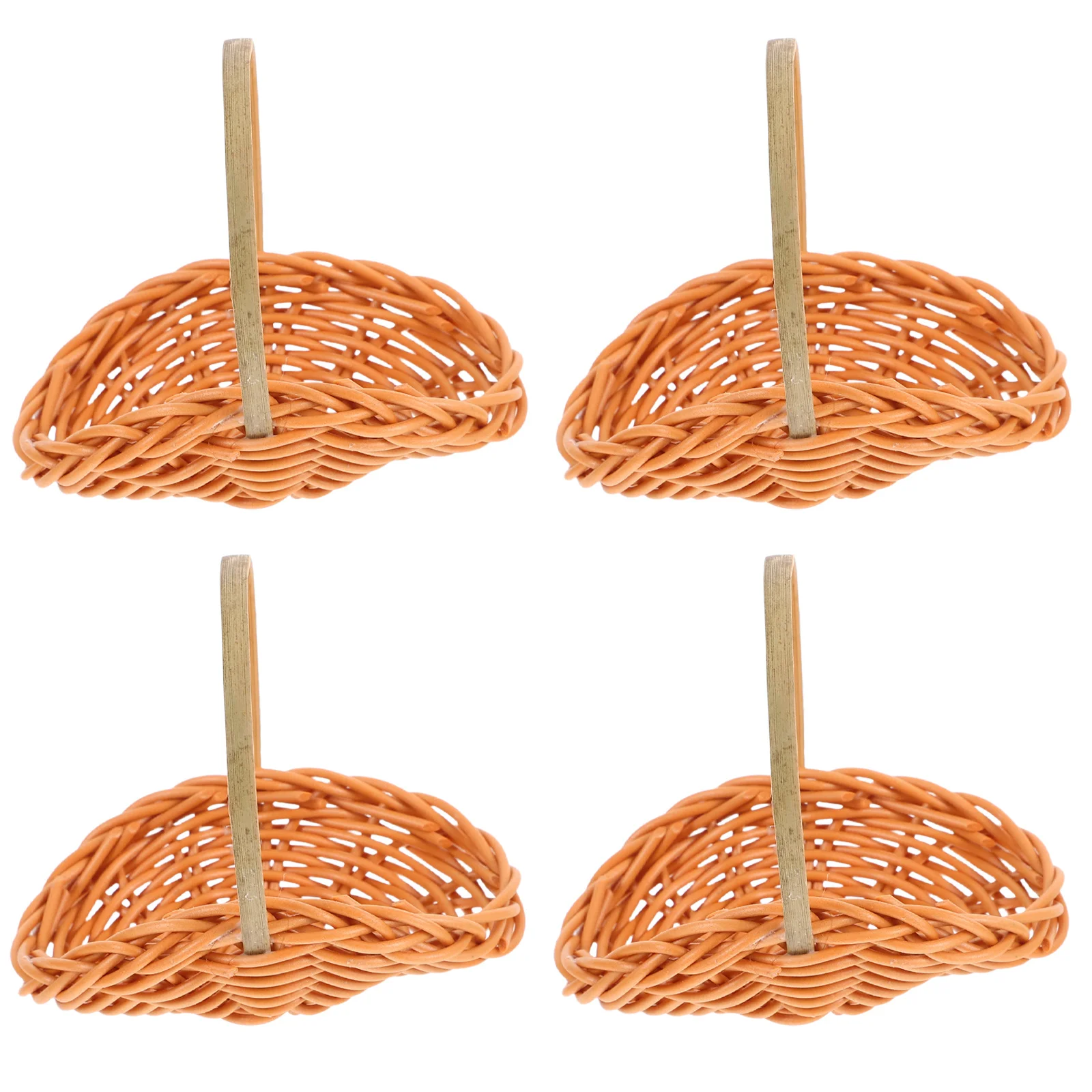 

4pcs Mini Woven Basket With Handle Pp Bamboo Material Small Flower Baskets For Diy Wedding Party Garden Home Decor Fruit Picking