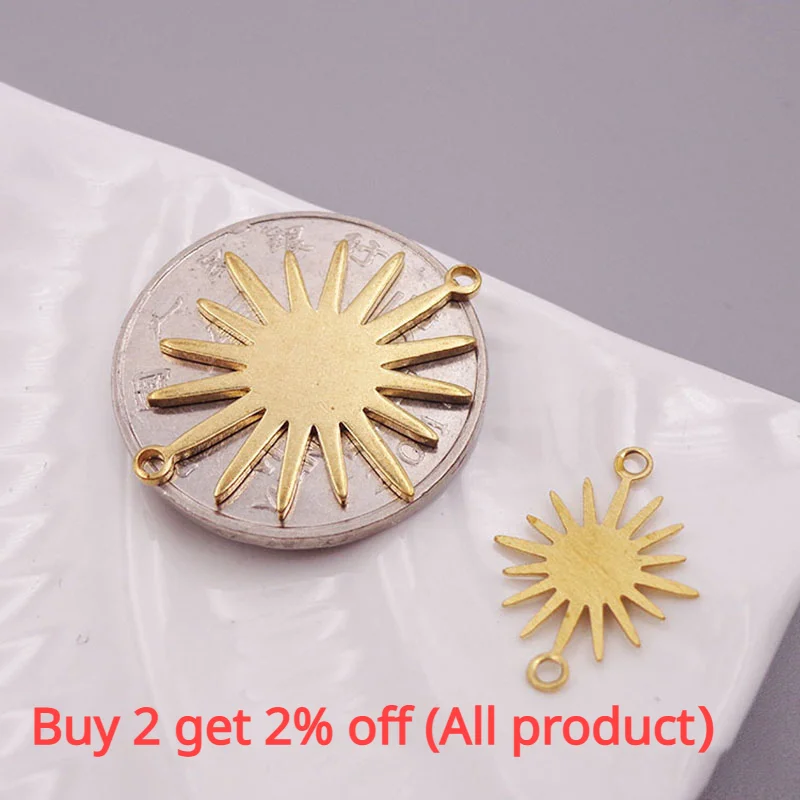 WZNB 10Pcs Raw Brass Celestial Sun Charms Pendant Connector for Jewelry Making Handmade Earrings Bracelet Necklace Diy Accessory