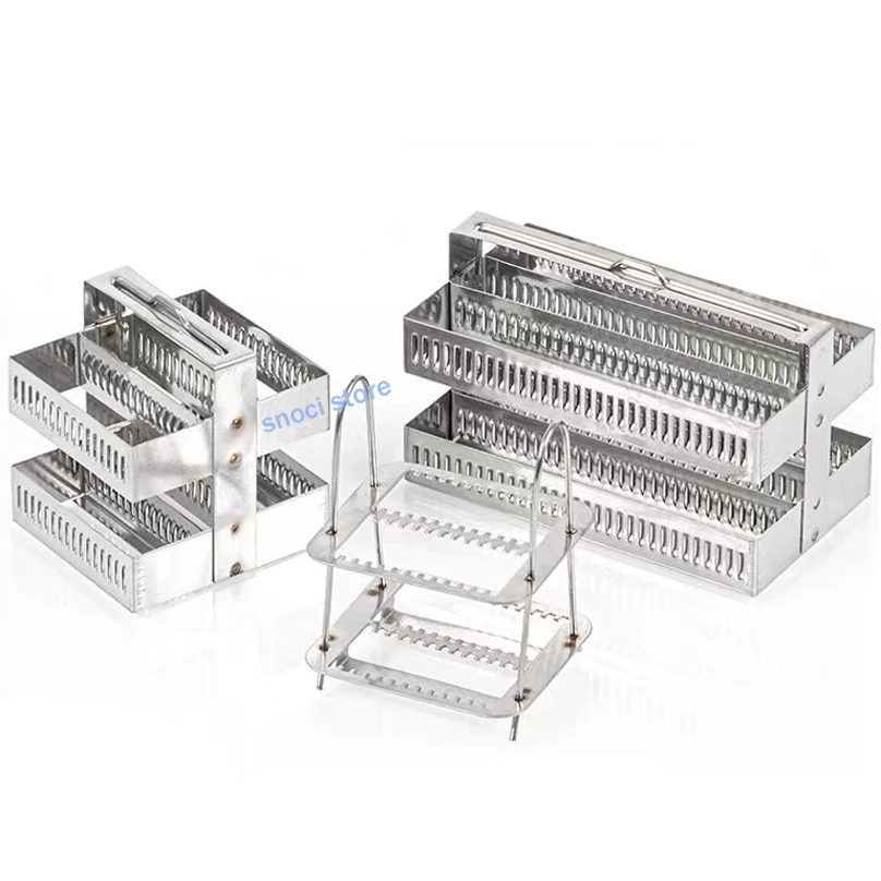 Microscope Slides Rack 26/30/40/60 Positions Stainless Steel Staining Rack Silver Tone for Research Experiments