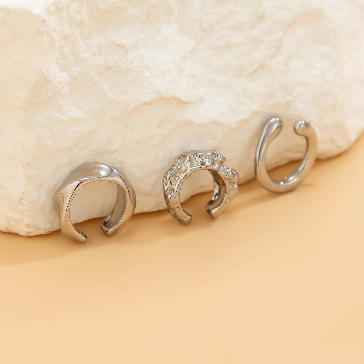 3 Pcs/Set Small Cute C Shape Ear Clips Earrings for Women Trendy Gold Color and Silver Color Accessories 2023 Fashion Jewelry