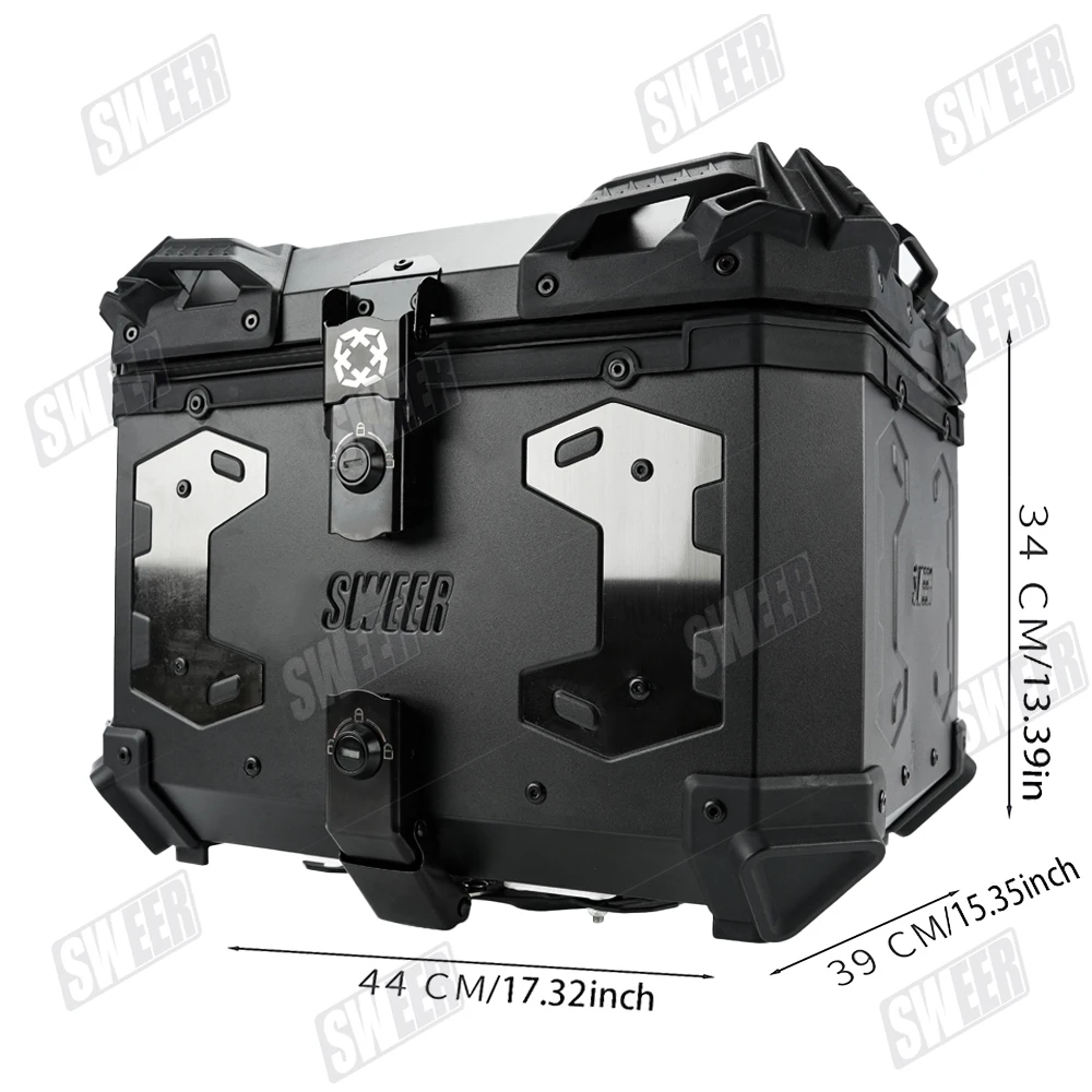 Universal 45L motorcycle aluminum box, aluminum top box, rear key lock easy to install motorcycle trunk