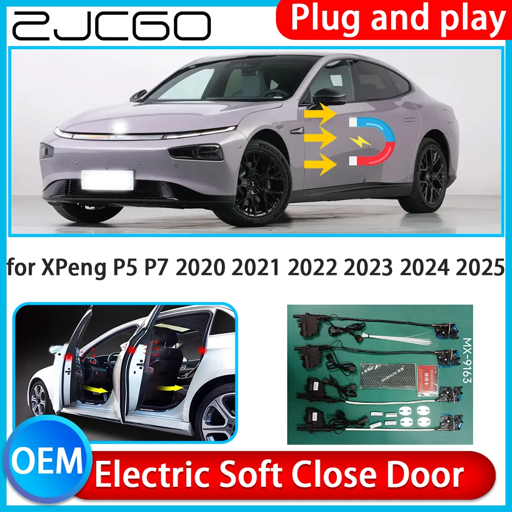 ZJCGO for XPeng P5 P7 2020-2025 Auto Pull Car Soft Close Kit Door Power Latch Electric Door Catch Soft Closing Assist