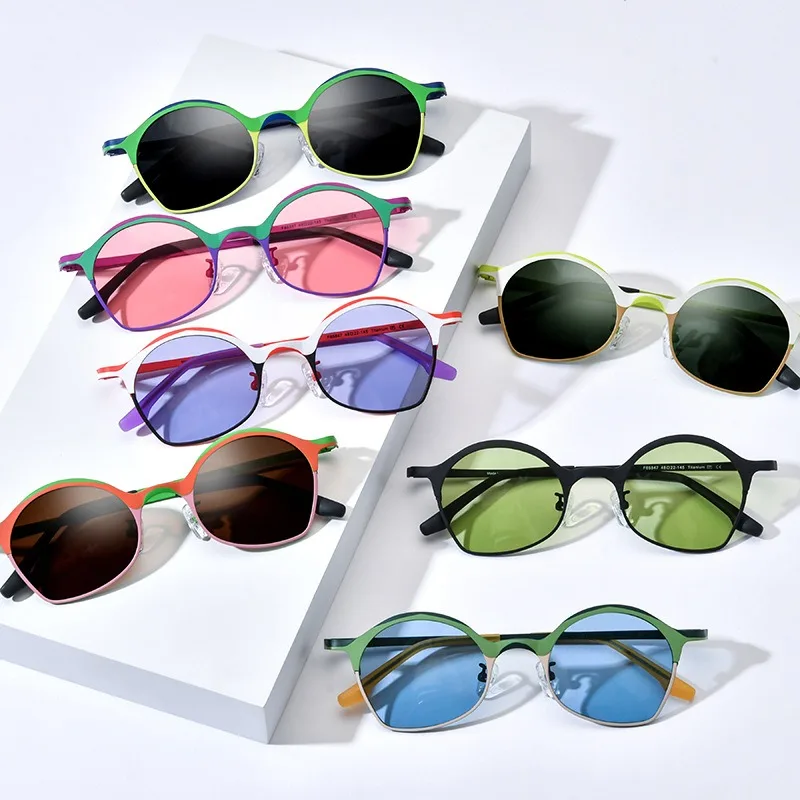 

Colorful Titanium Irregular Sunglasses Men Outdoor Travel Driving Protective Glasses Women Beach UV400 Resistant Optical Eyewear