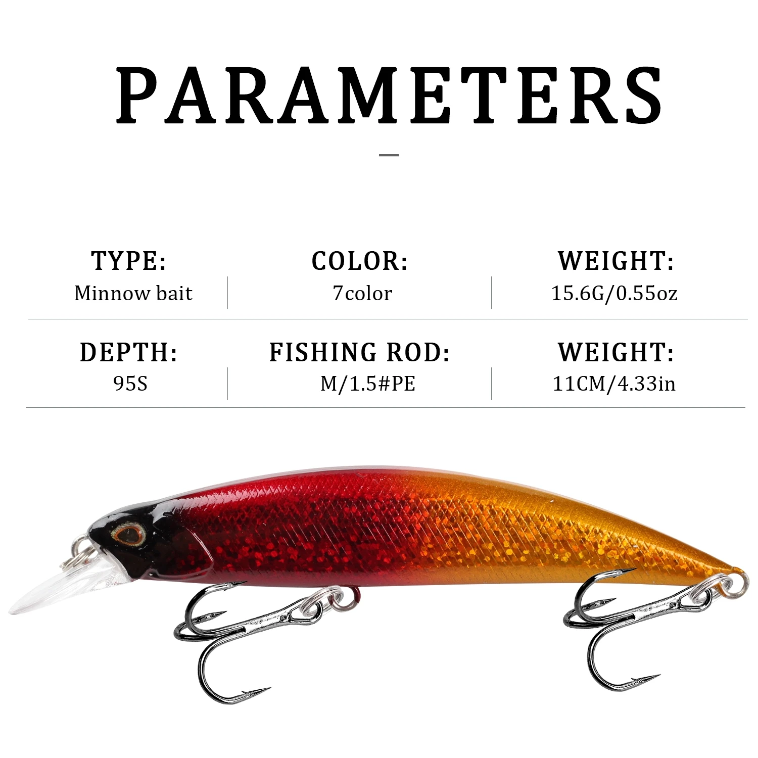 1Pcs Fishing Lures Minnow Wobblers Crankbait 11CM 15.5GArtificial Isca Hard Bait Carp Mini Fishing Lures Pesca Tackle
