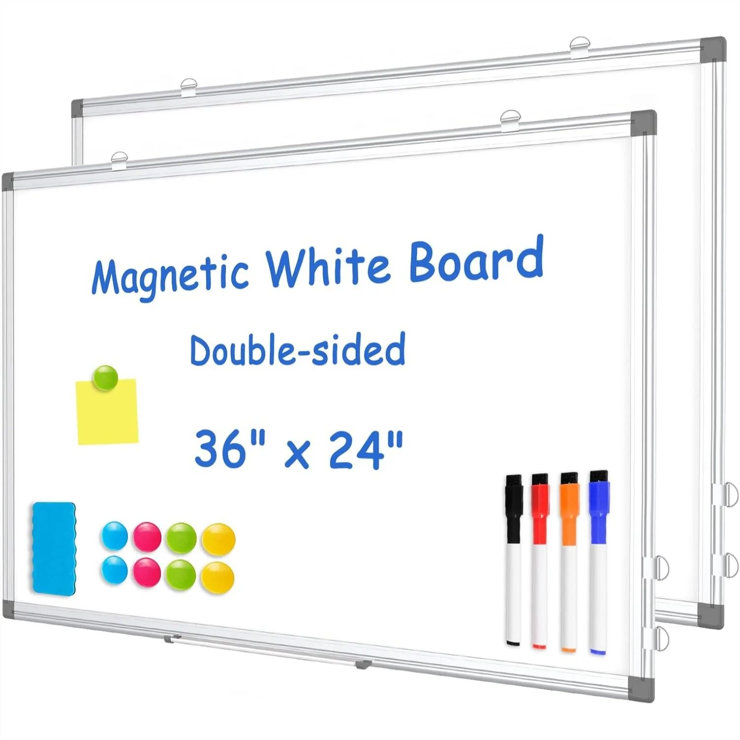 

Double-Sided Dry Erase White Board 36x24, Magnetic Whiteboard for Wall, Silver Aluminum Frame for Home School Office