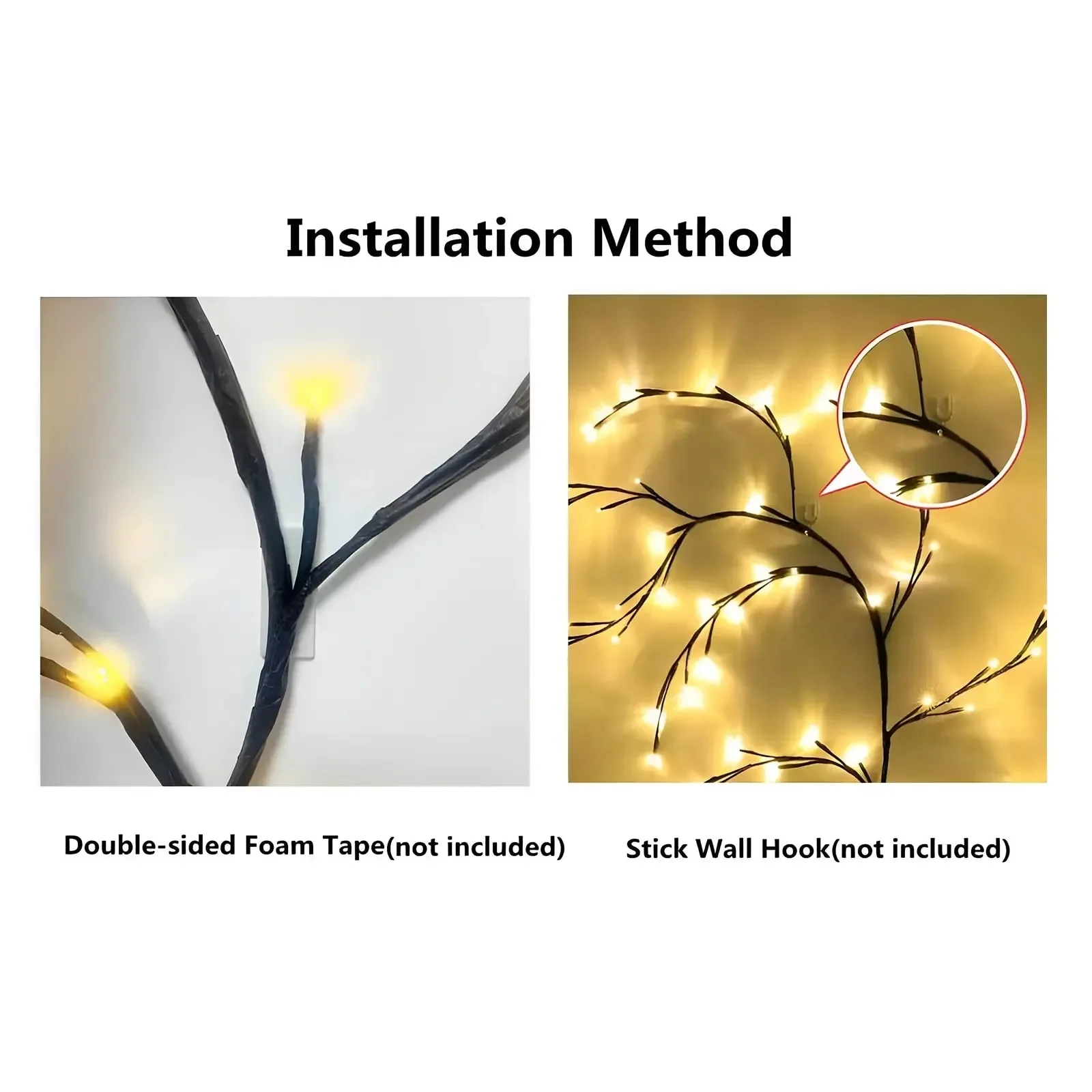 Willow LED Vine String Light, USB Plug-In, decoração à prova d'água, iluminação, 8 modos de luz, lâmpada para decorações de férias