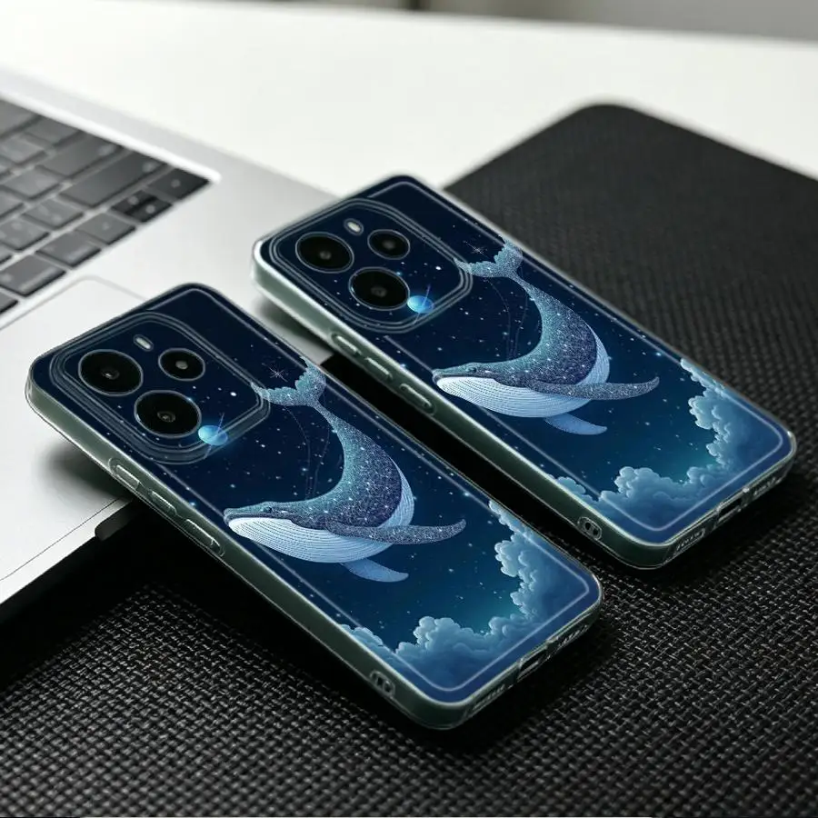 Glowing Whale Tail Print Soft Phone Cover Case for Xiaomi Redmi Note 15 11S 9 10 13C 10S 11 14C Note 13 14 Pro Plus 12S 12 A4