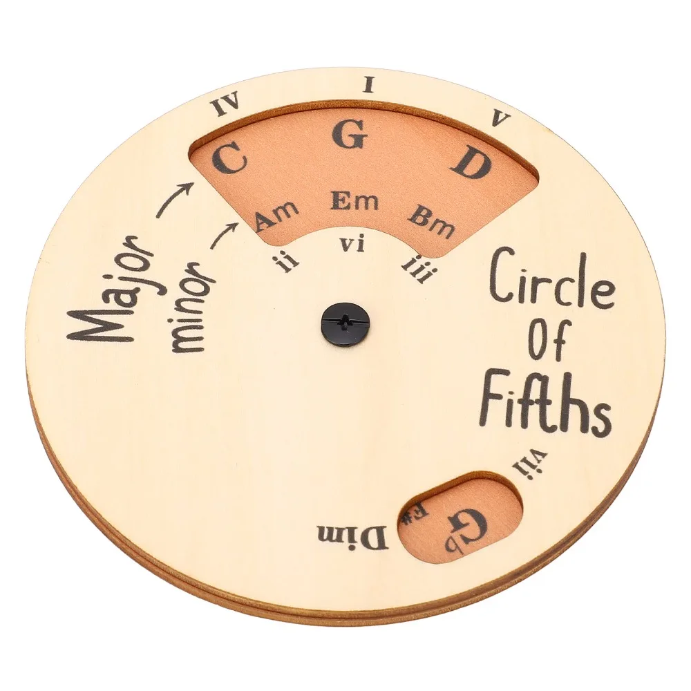 Wooden Circle of Fifths Wheel​ ​Rotatable ​Wood Color​ Music Theory Disc ​Clear Letter Marking ​Melody Chord Tool​