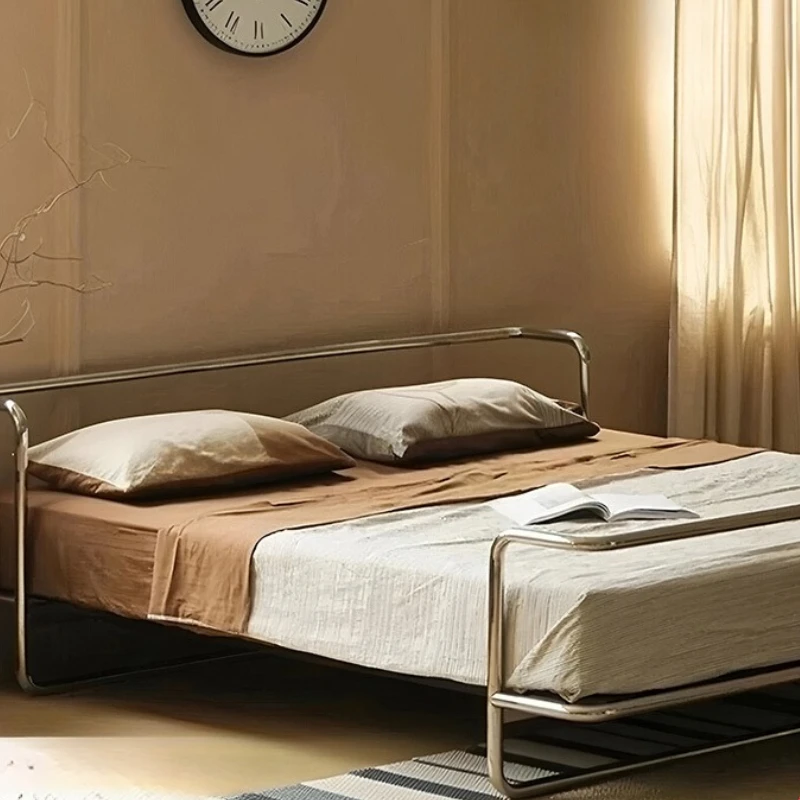 Cama doble de almacenamiento minimalista, sofá cama de lujo de Metal, cama doble moderna, Muebles japoneses Para El Hogar, Muebles de dormitorio