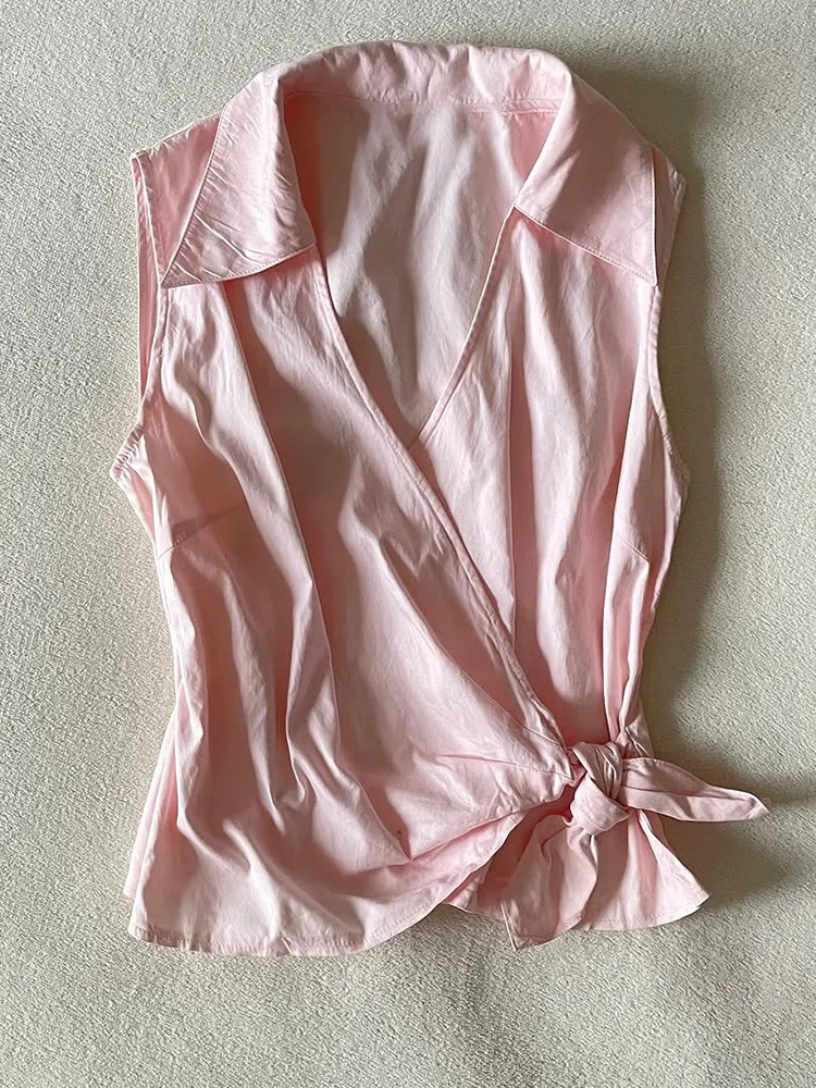 

Original Beautiful Pure Desire Pink Svel Top f Sp Girl High Faion Sensation Small irt Summer 2025 Women's Clo...